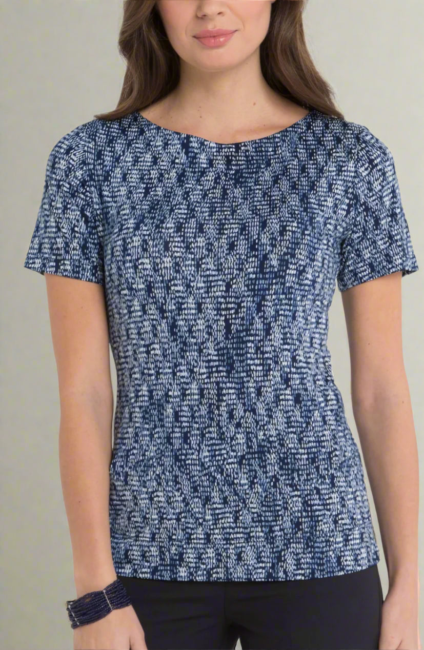 lsj-collections-ladies-round-boat-neck-top-blue-sorrento-knit-702-knp - CD Uniforms Near me