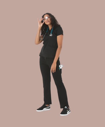 Unisex Clinical Stretch Scrub  Top - 553-PS-BLK