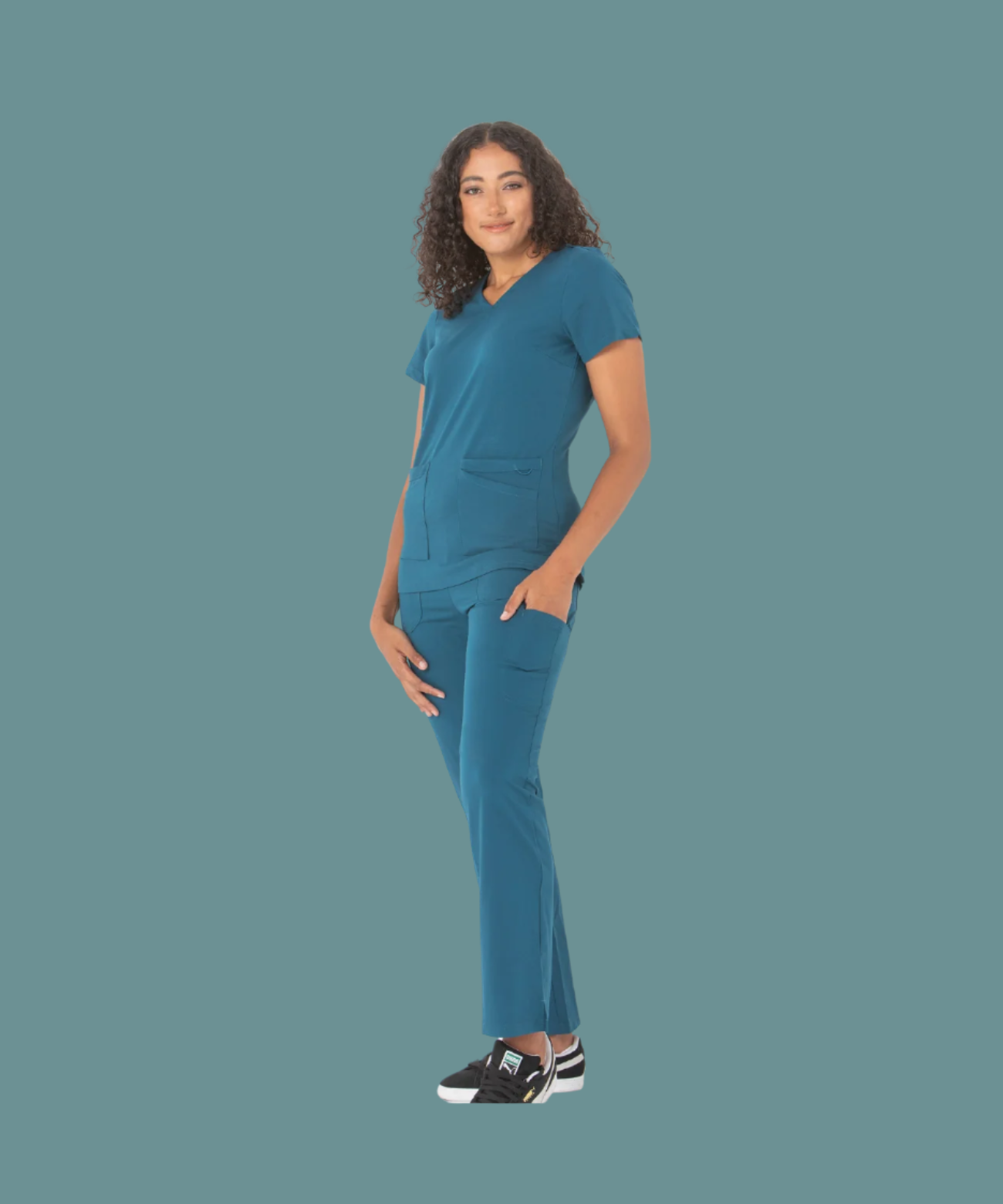 Unisex clinical stretch scrub top - 553-PS-PEA