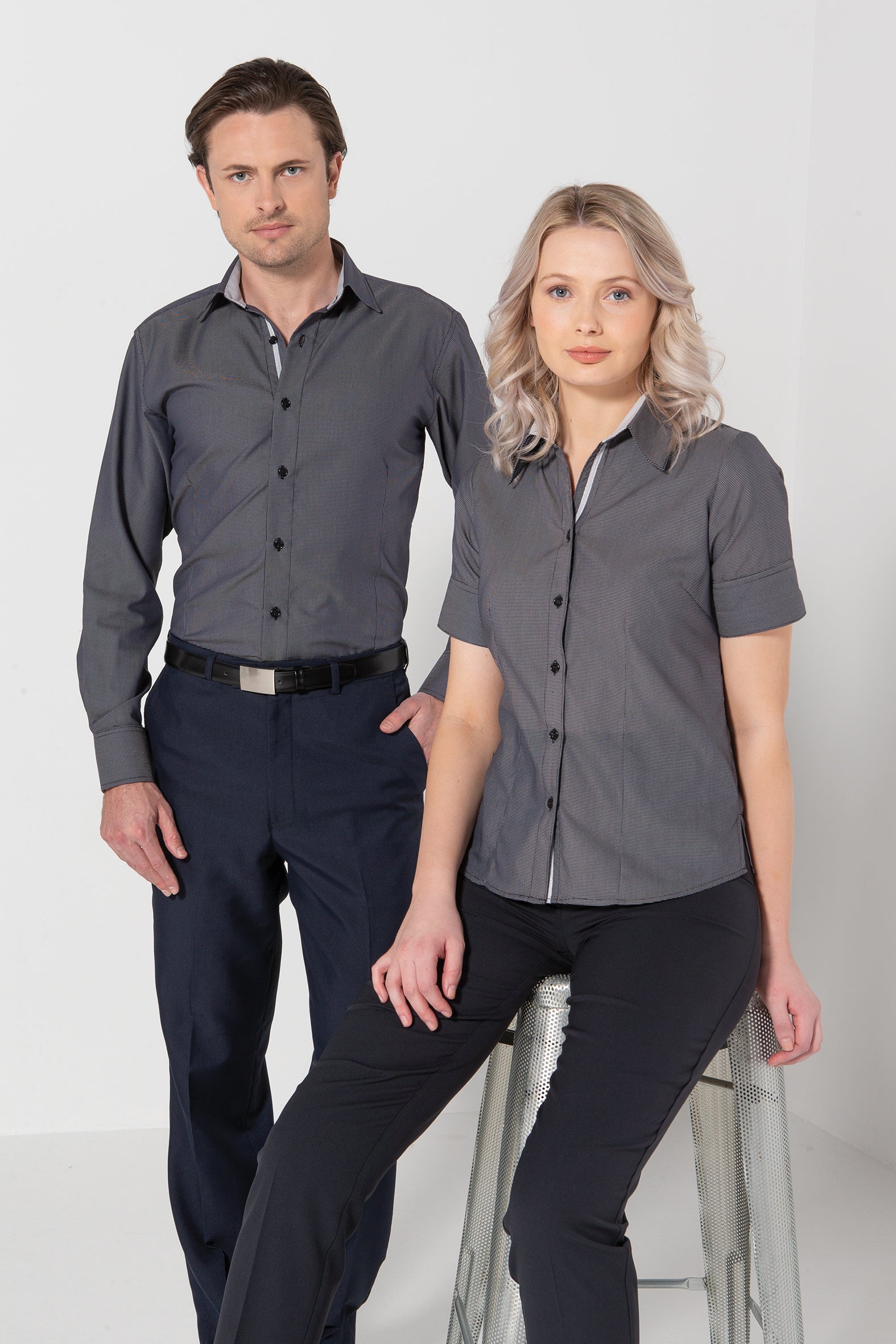 2024L-NW-BLK L/S Euro cut contrast contrast trim shirt