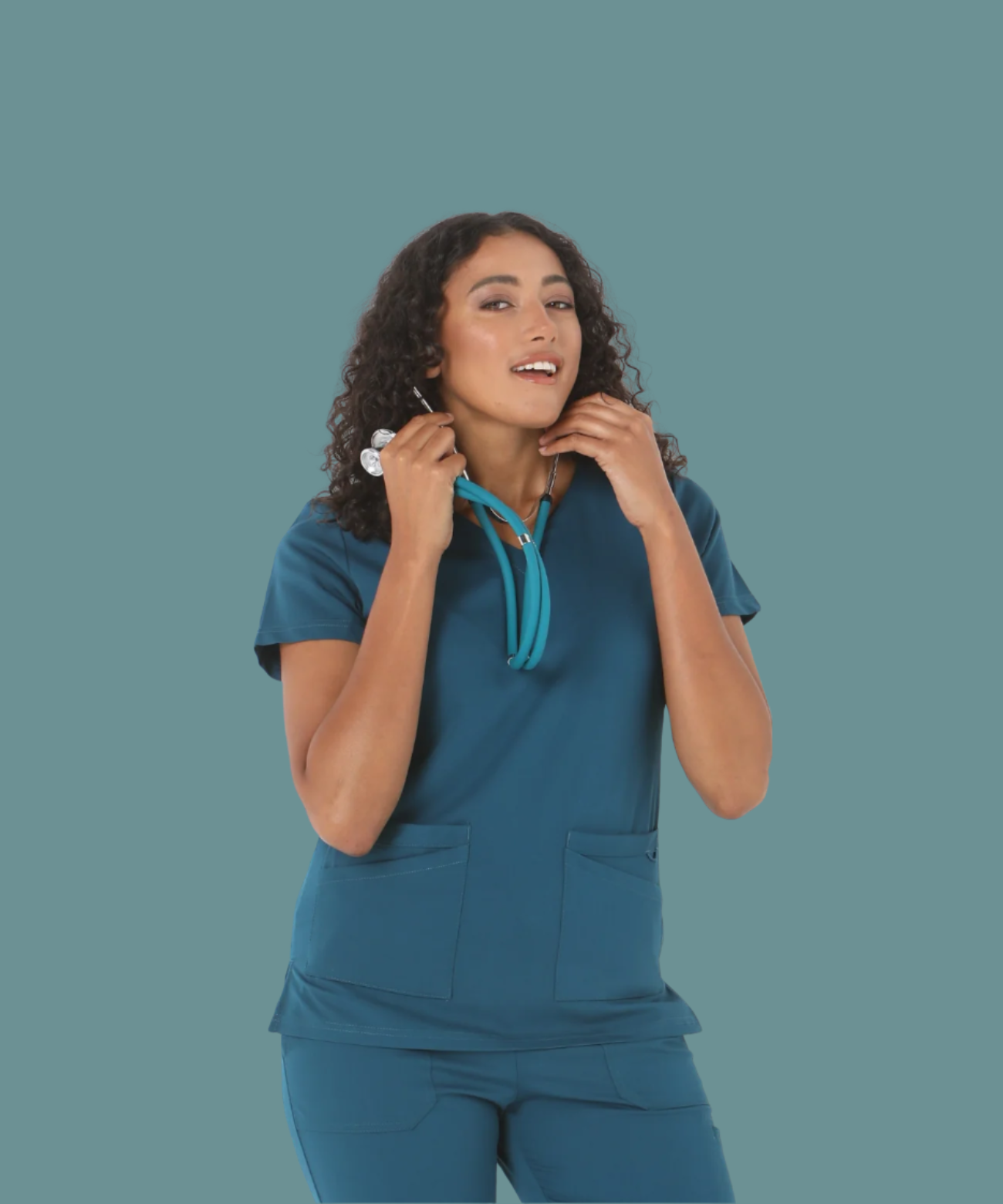 Unisex clinical stretch scrub top - 553-PS-PEA