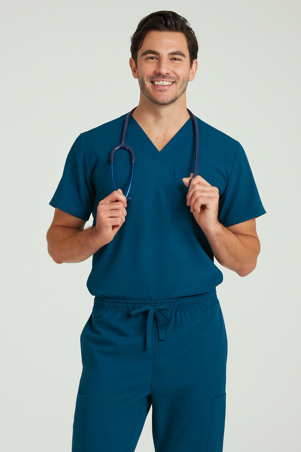 Unisex clinical stretch scrub top - 553-PS-PEA