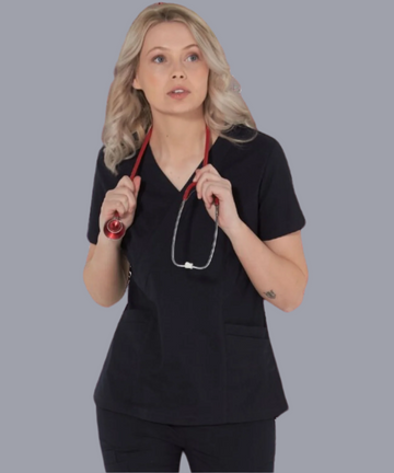 Ladies fitted stretch Scrub Top
