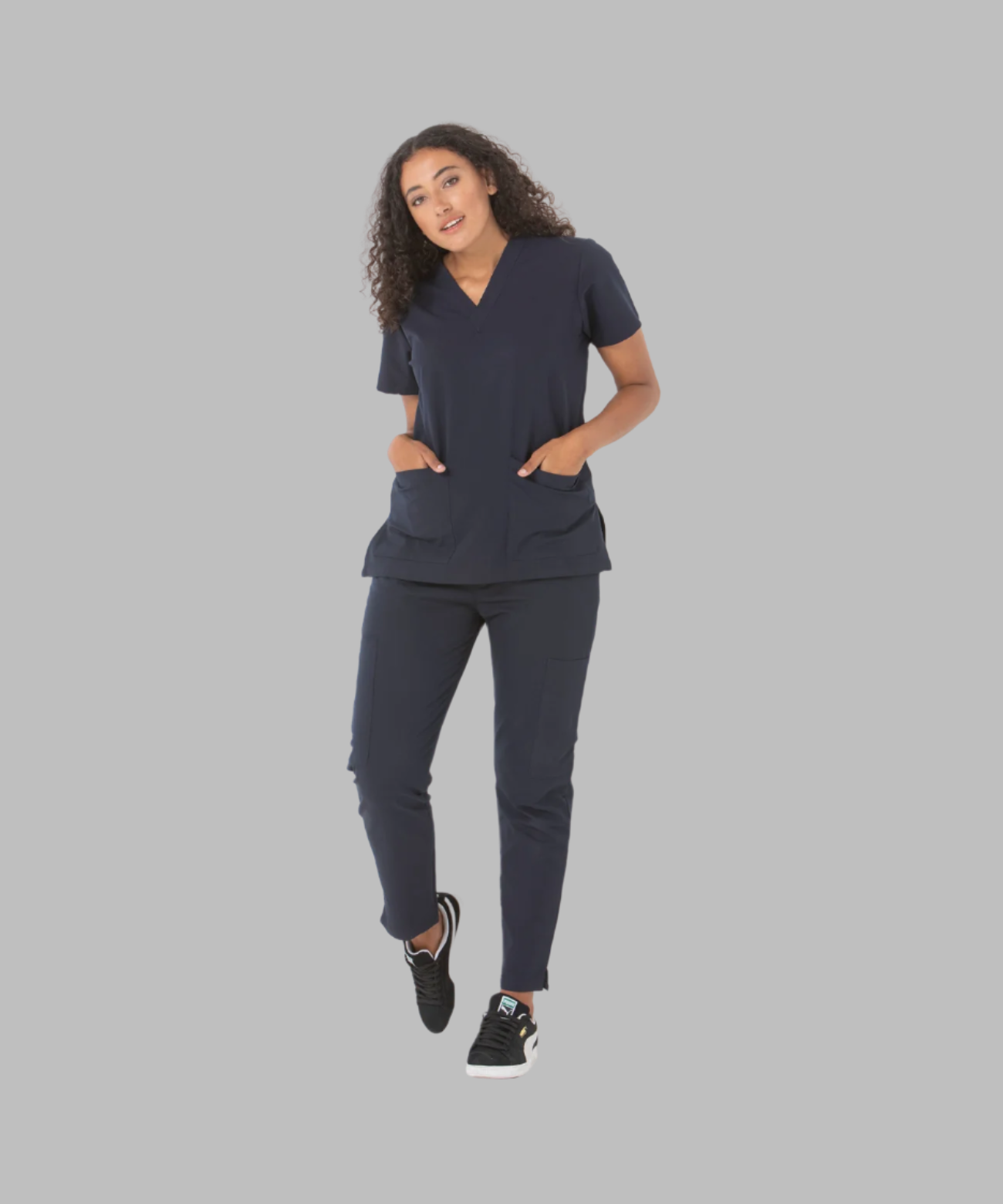 Unisex clinical stretch scrub top - 553-PS-NVY