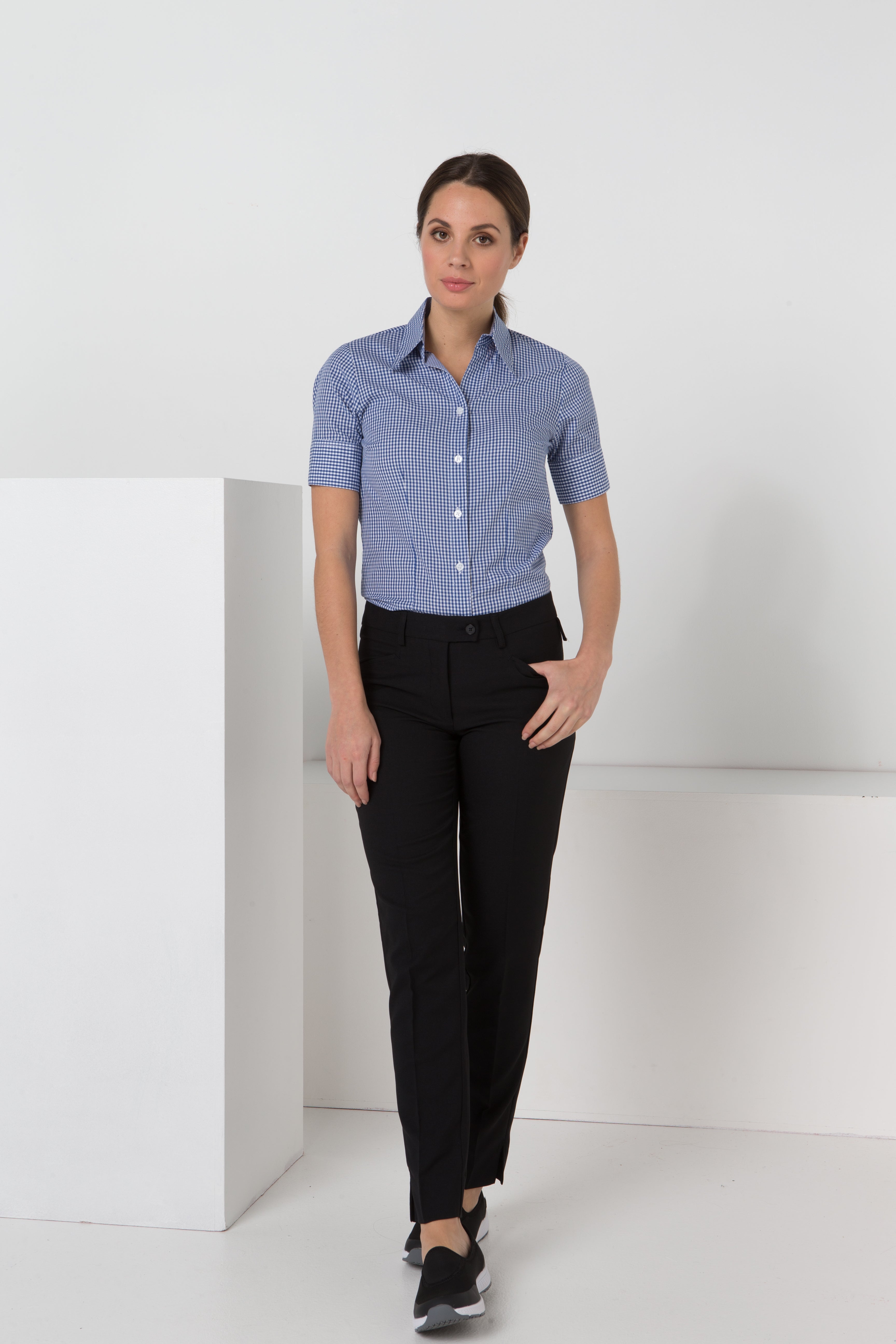 173K-ME-BLK Straight leg wide band keyloop pant