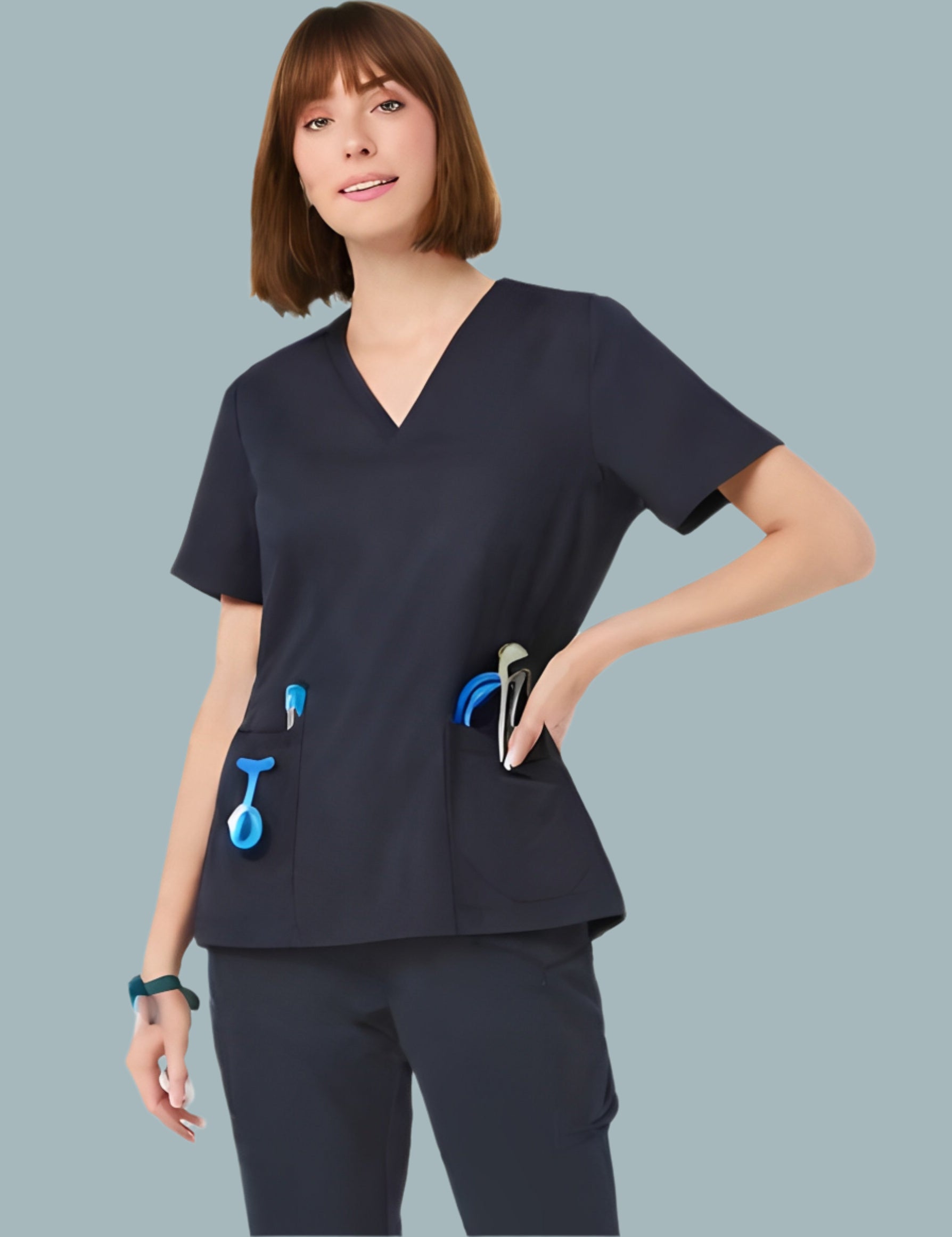 New Acti-Vent Scrub Top 554-PS-NVY LSJ Collection CD Uniforms