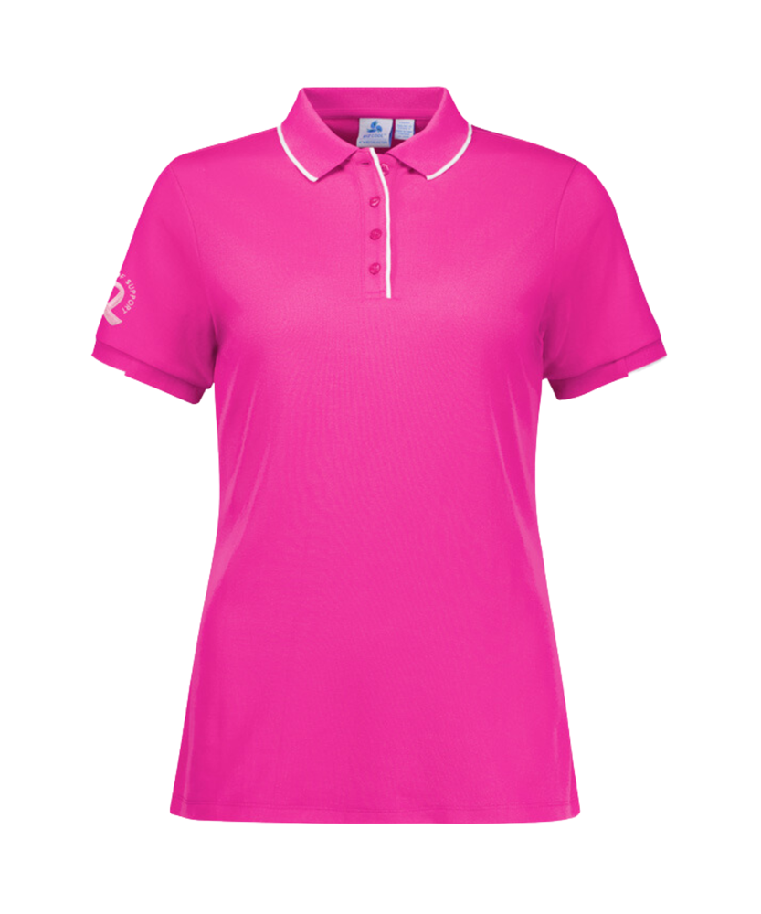 Womens Pink Ribbon Short Sleeve Polo
