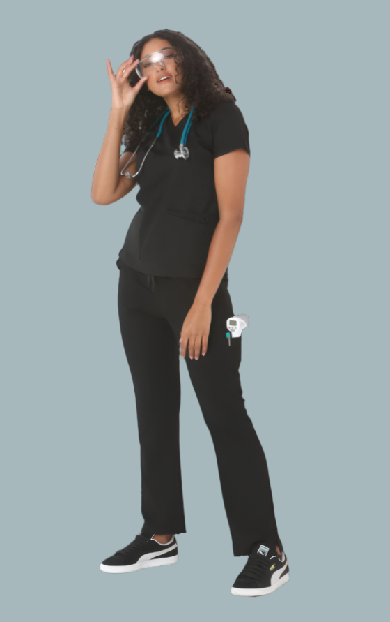 McKenna Ladies Scrub Top - 59063-PRS-BLK