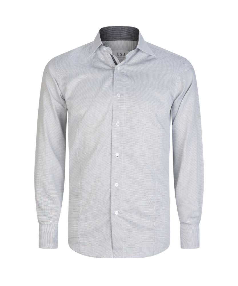 2023L-NW-GRY L/S Euro cut contrast trim shirt