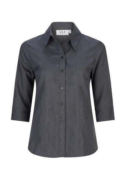 2172-PL-CHA 3/4 sleeve semi fitted shirt