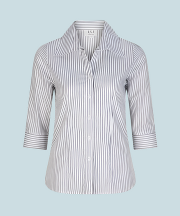 2172-SS-WHT 3/4 sleeve semi fitted shirt Shadow Stripe