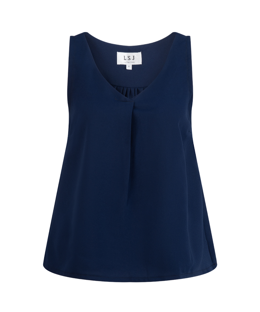 241-CR-NVY Sleeveless front pleat shirt