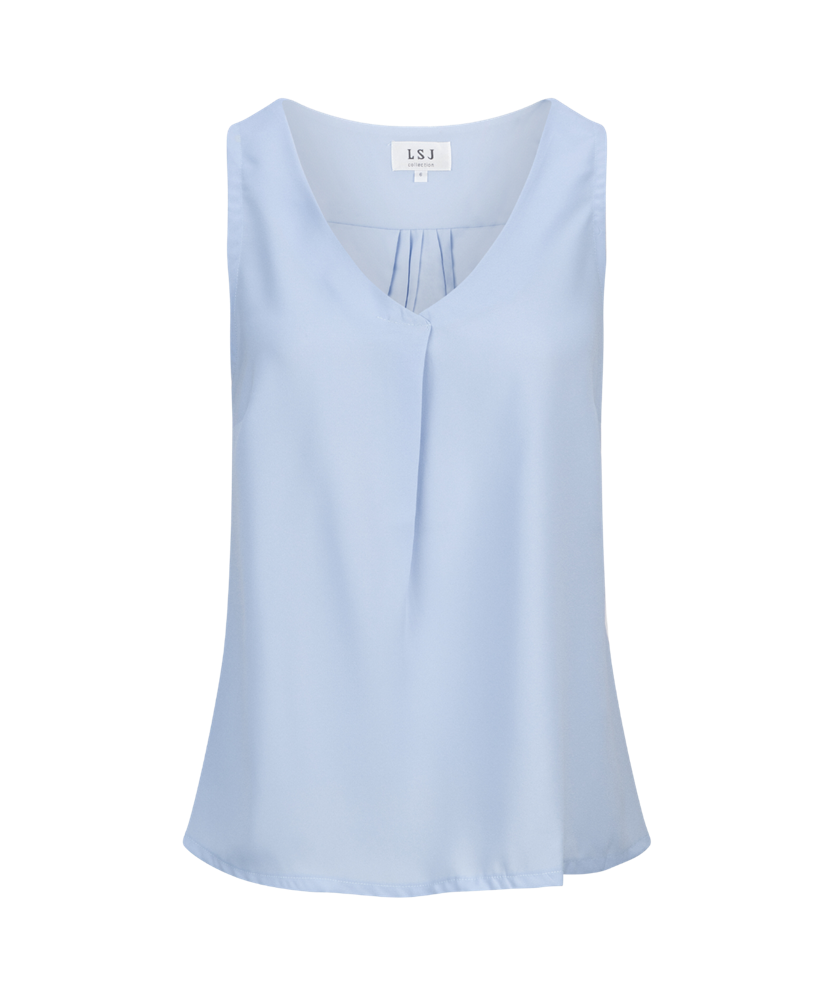 241-CR-SKY Sleeveless front pleat shirt