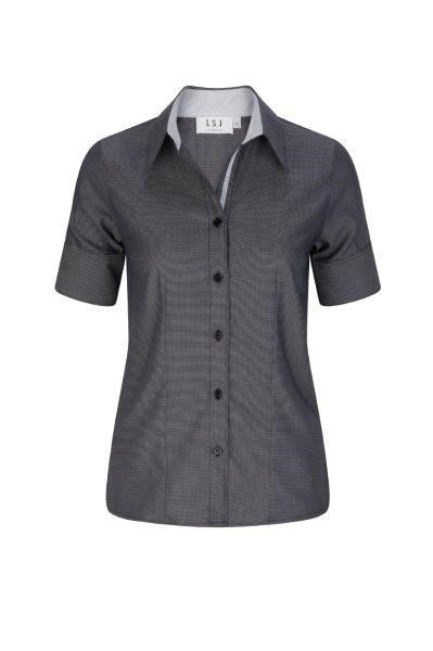 244-NW-BLK Ladies 1/2 sleeve contrast trim shirt