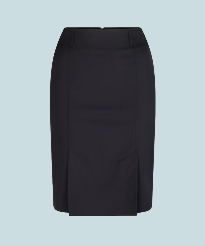 Black pencil top skirt kick pleat