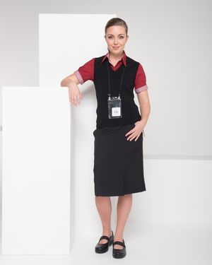 375K-ME-BLK Kick pleat keyloop pocket skirt
