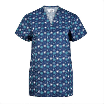 Christmas scrub top Snow Flake Print