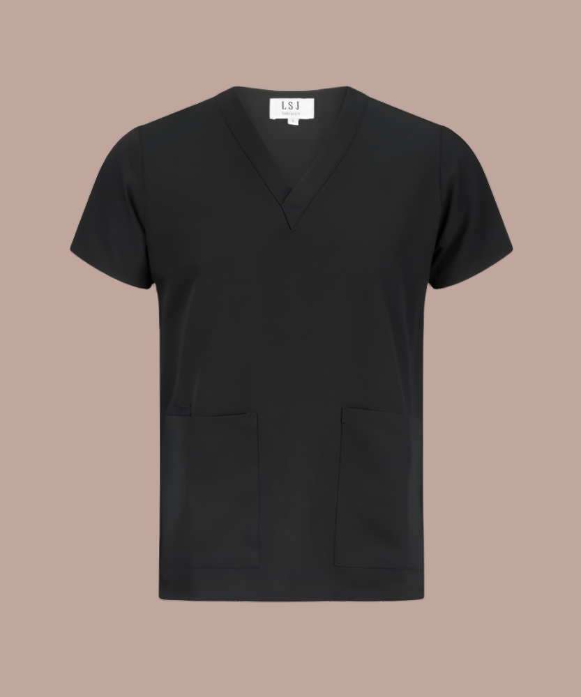 Unisex Clinical Stretch Scrub  Top - 553-PS-BLK