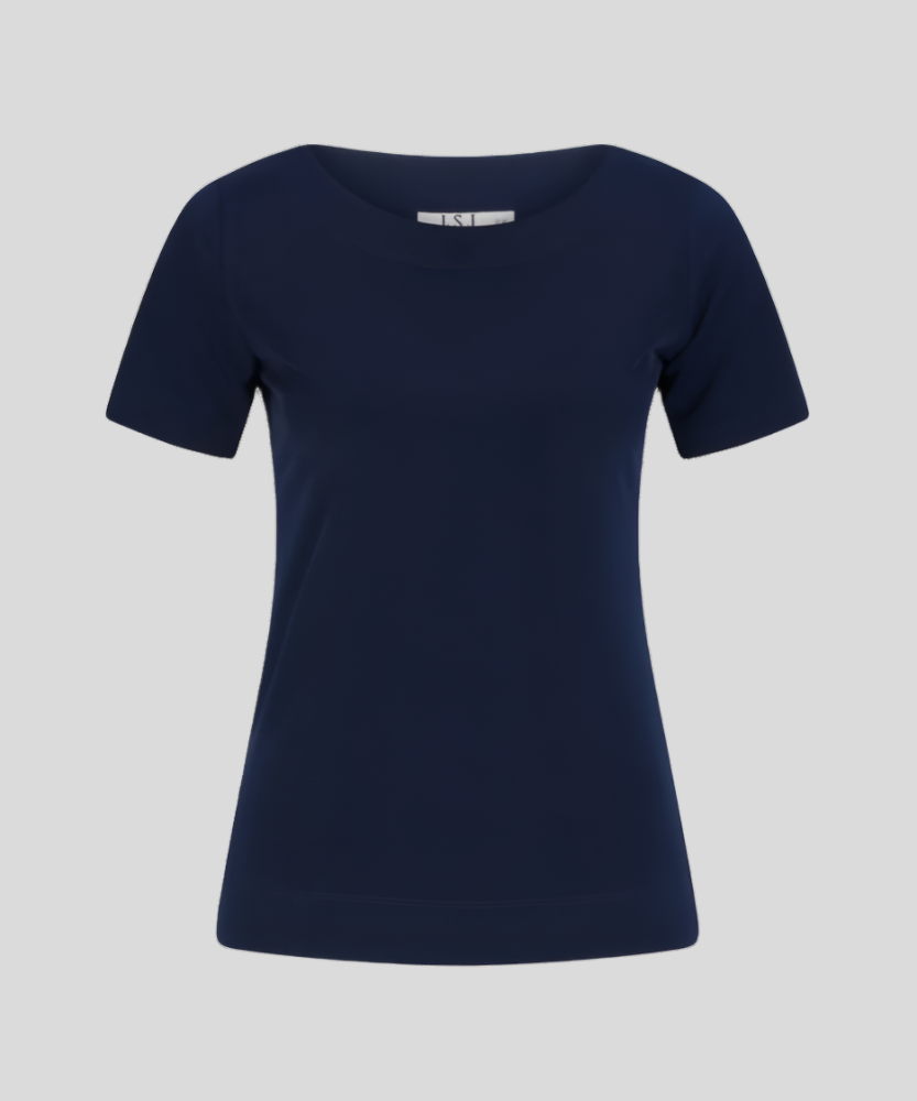 702-KN-NVY Short sleeve boat neck top