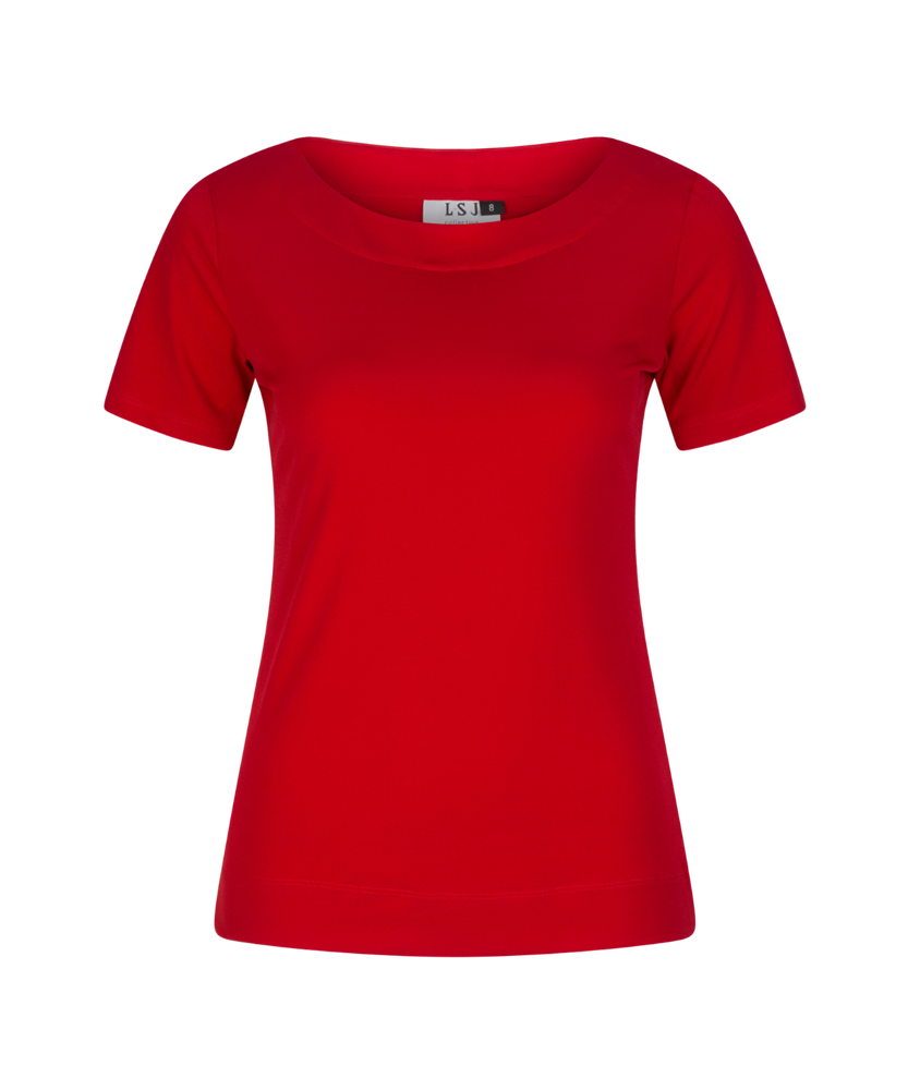 702-KN-RED Short sleeve boat neck top