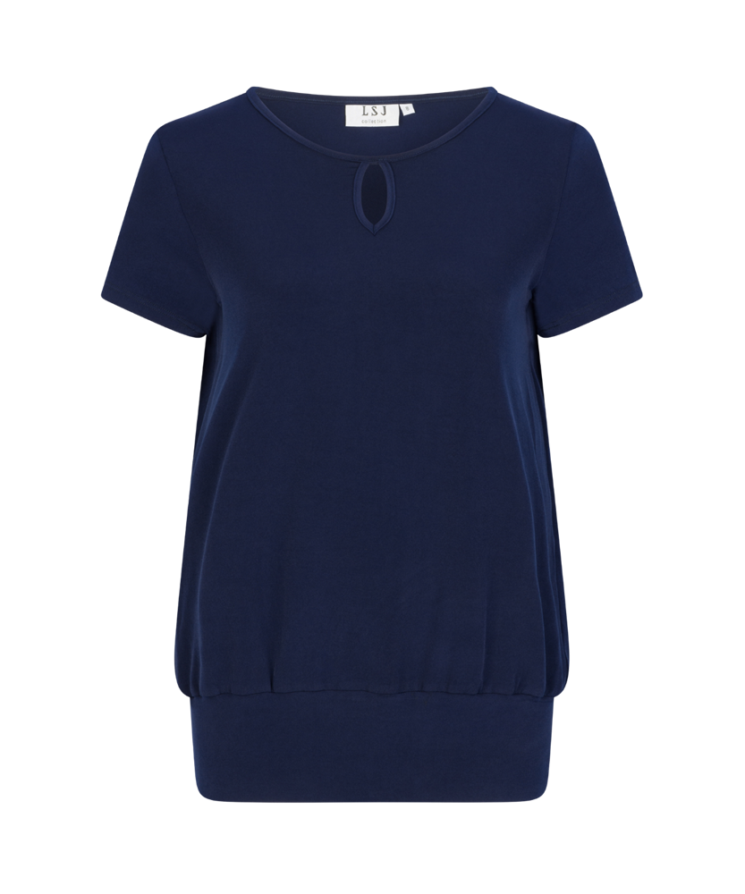 709-KN-NVY Keyhole neck banded top