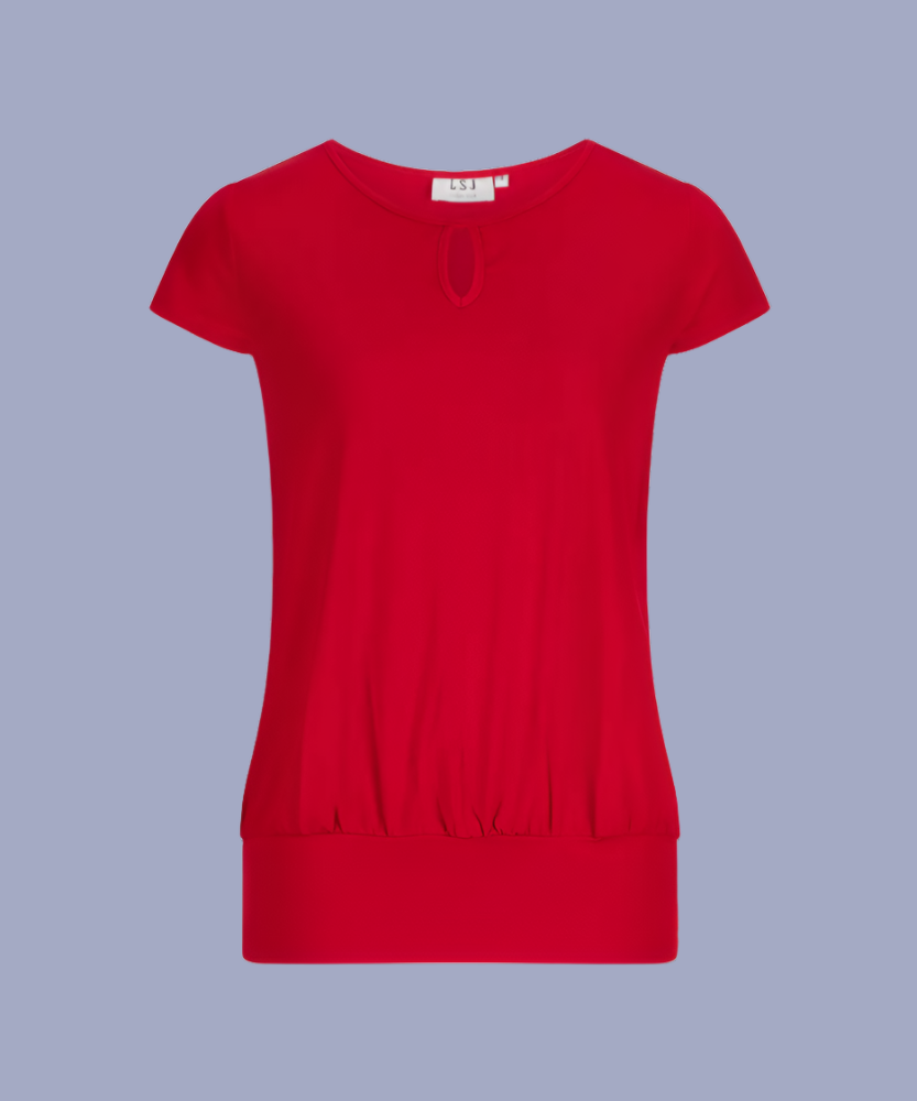 709-KN-RED Keyhole neck banded top