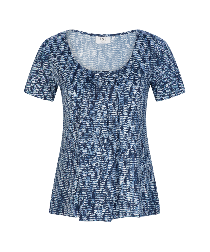 711-KN-P60 Round neck pleat front top