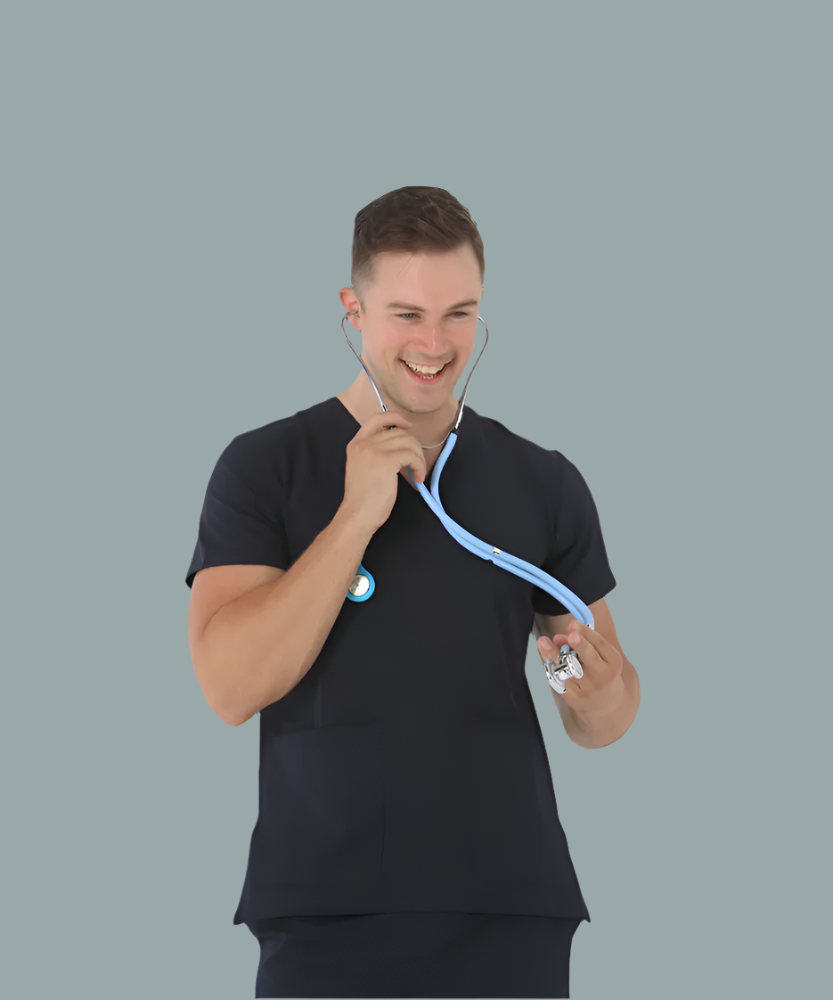 Unisex clinical stretch scrub top - 553-PS-NVY