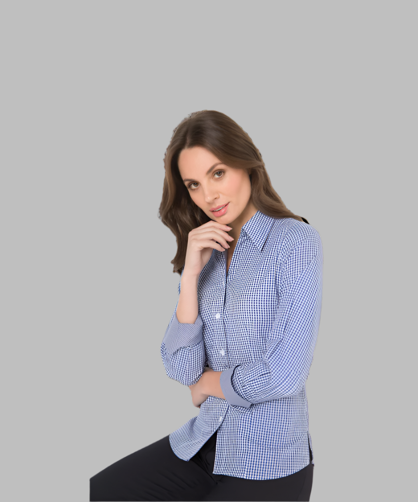200L-GI-BLU Ladies L/S fold back cuff shirt