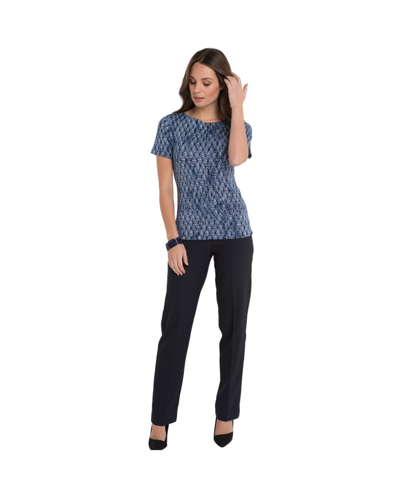 lsj-collections-ladies-round-boat-neck-top-blue-sorrento-knit-702-knp - CD Uniforms Near me