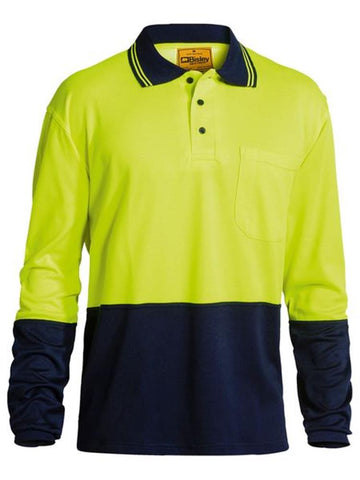 MEN'S L/S POLO FLURO LIM/NVY