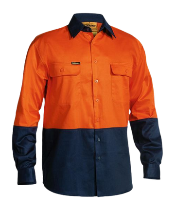 MEN'S SHIRT LS DRILL ORN/NVY