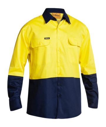 MEN'S SHIRT LS DRILL YEL/NVY