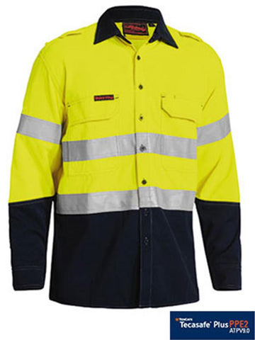 TenCate Tecasafe Plus Taped 2 Tone Hi Vis FR Vented Long Sleeve Shirt