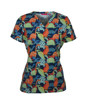 Dino Printed Scrub Top