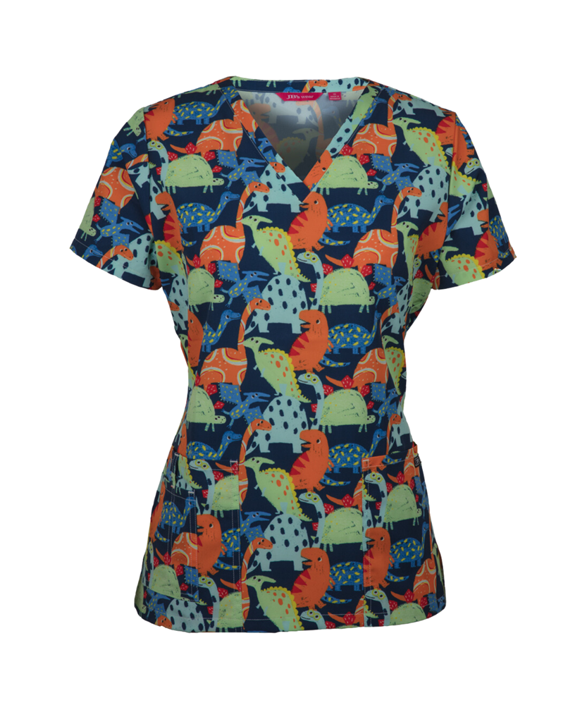 Dino Printed Scrub Top