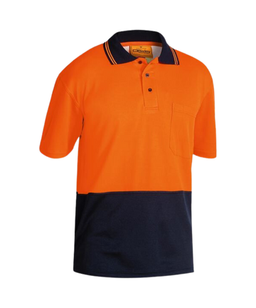 MEN'S POLO SS FLURO ORN/NVY