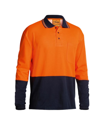 MEN'S L/S POLO FLURO ORN/NVY