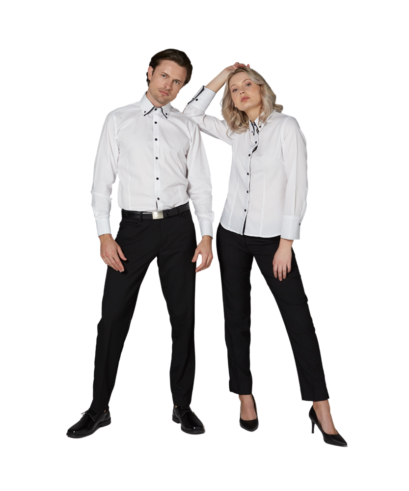 Long Sleeve Euro Cut Contrast Trim Work Shirt