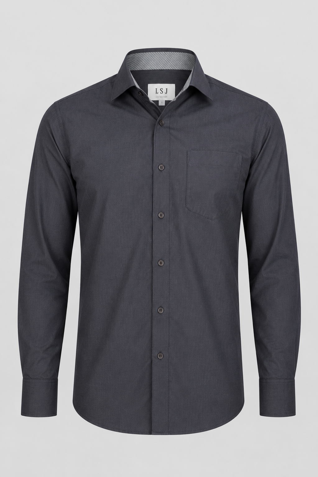 Men's standard cut shirt, with contrast trim L/S shirt