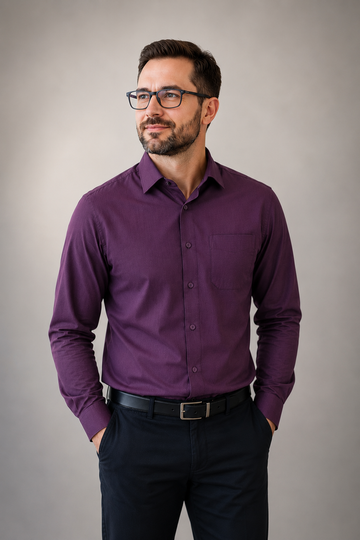 Men's standard cut shirt, with contrast trim L/S shirt