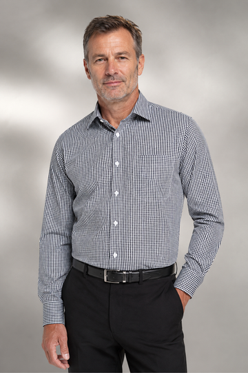 Men's standard cut shirt, with contrast trim L/S shirt