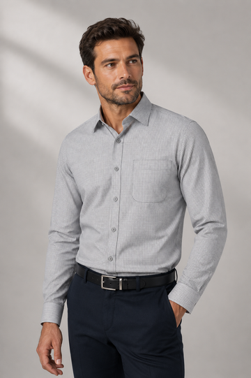 Men's standard cut shirt, with pocket L/S shirt