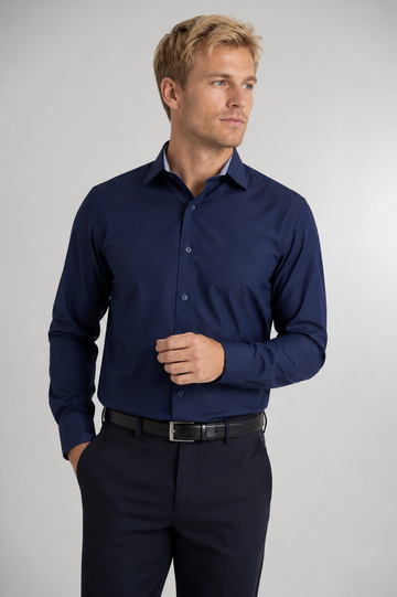 Men's Euro cut, with contrast trim L/S shirt