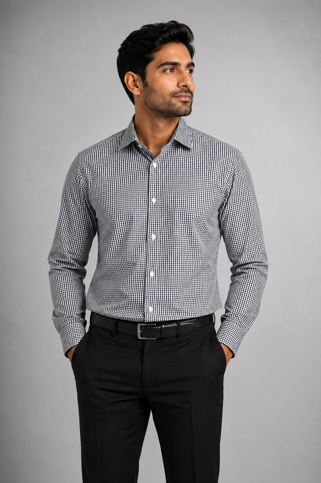 Men's Euro cut, with contrast trim L/S shirt