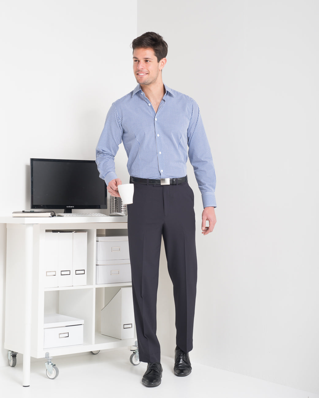 1022-MF-NVY Men's flat front pant