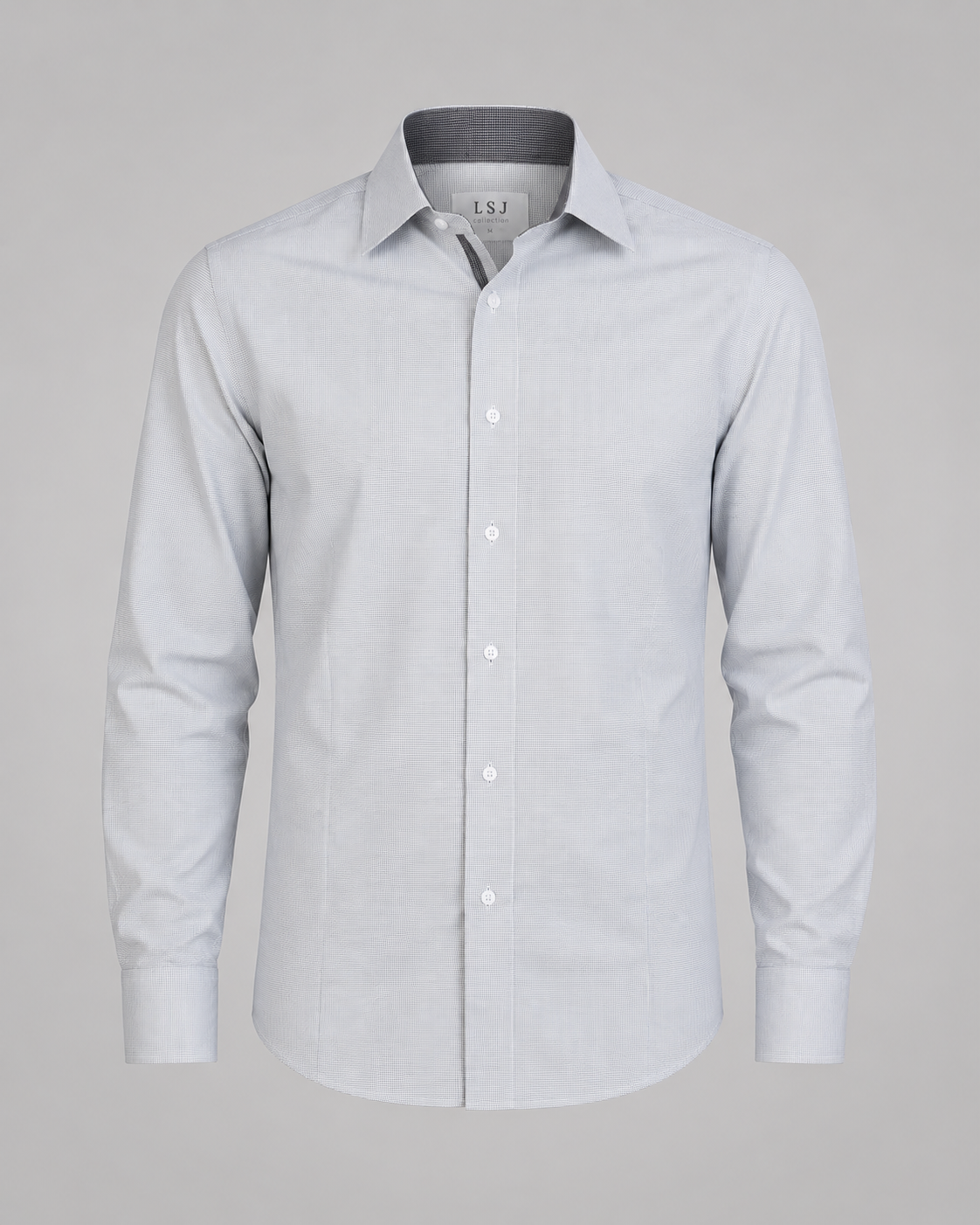 Men's Euro fit  with contrast collar, placket & cuff, L/S shirt