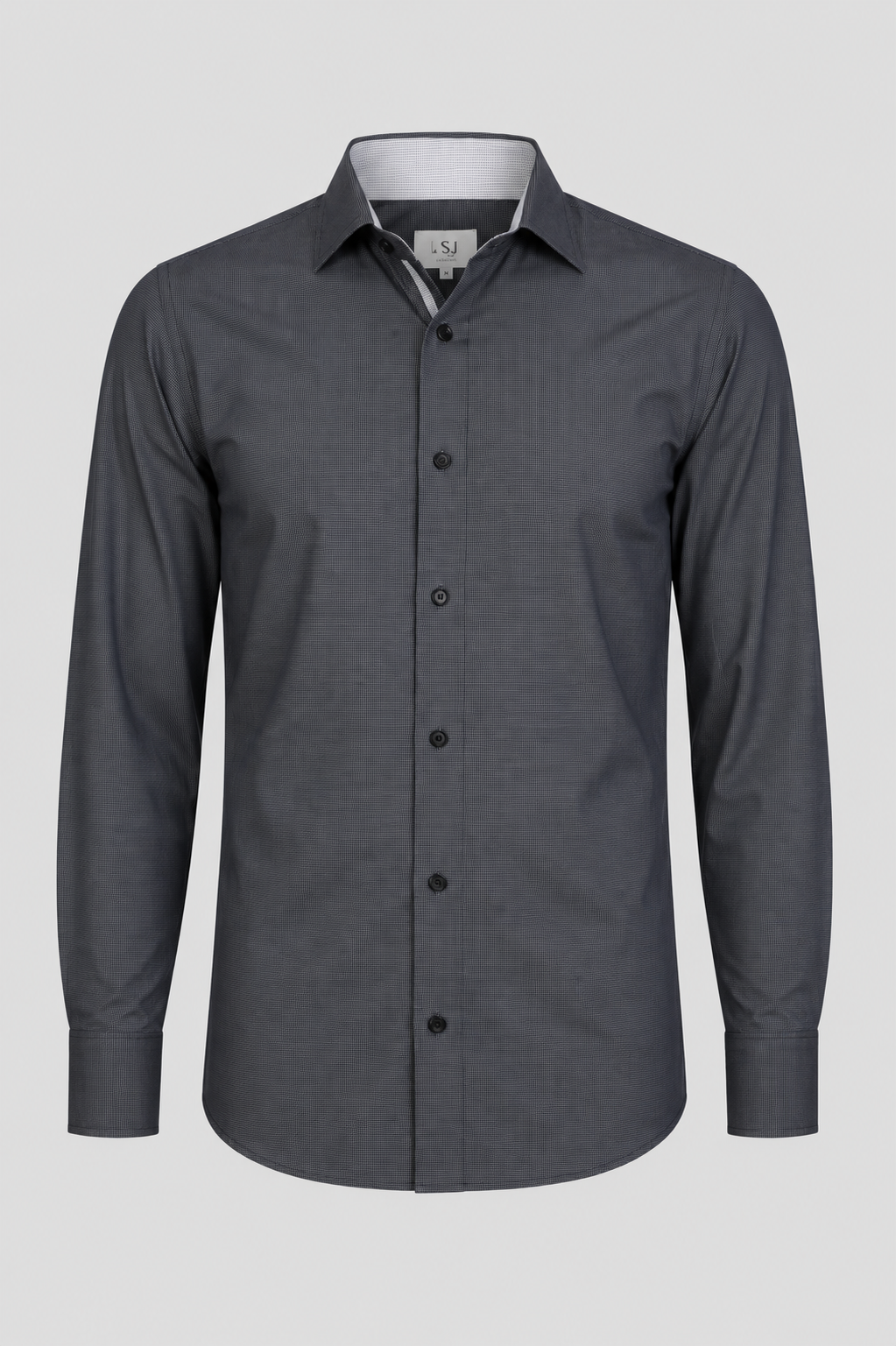 Men's Euro fit  with contrast collar, placket & cuff, L/S shirt