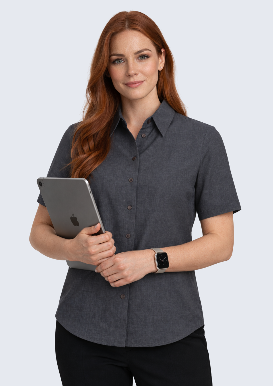Women's easy fit action pleat S/S shirt