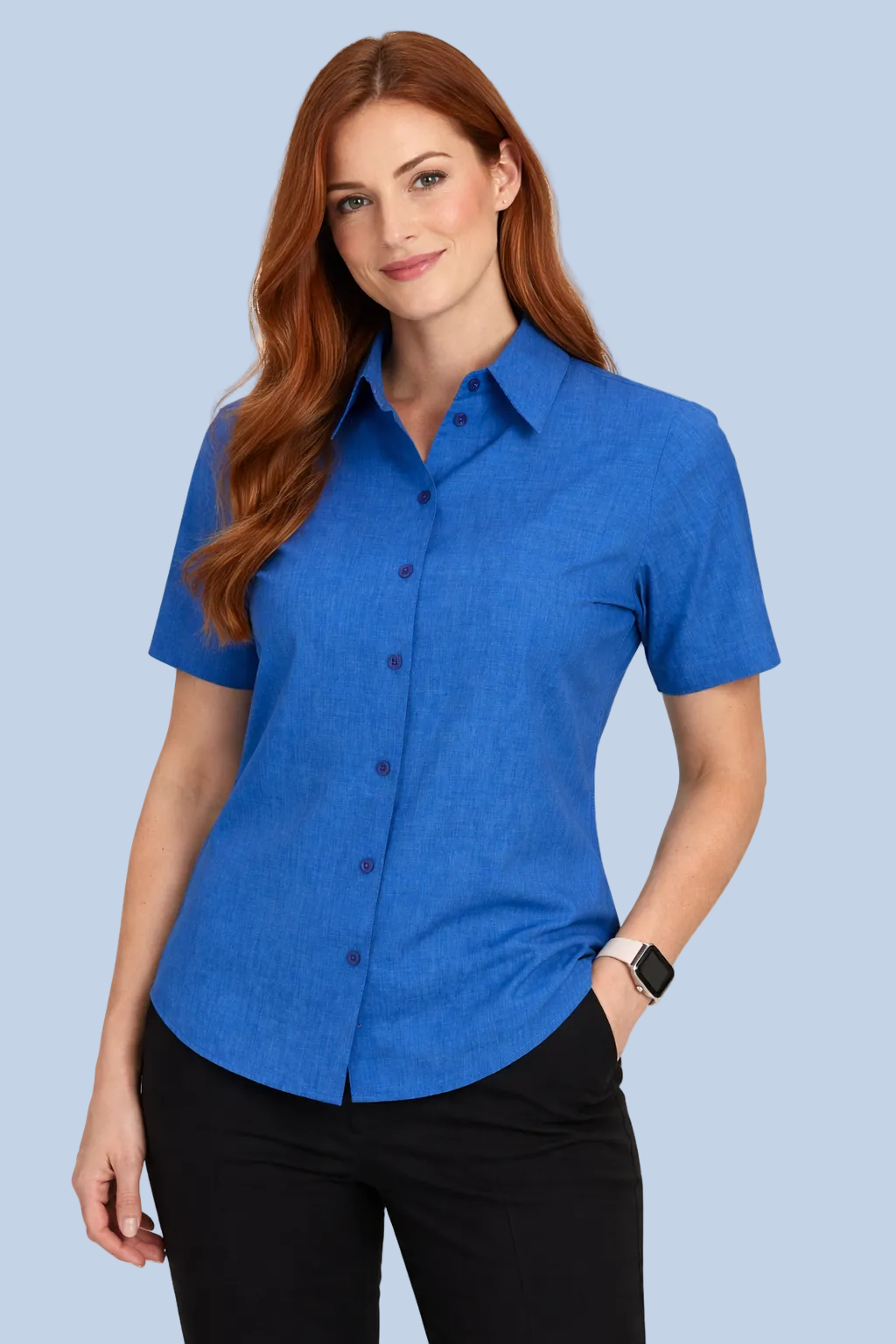 Women's easy fit action pleat S/S shirt